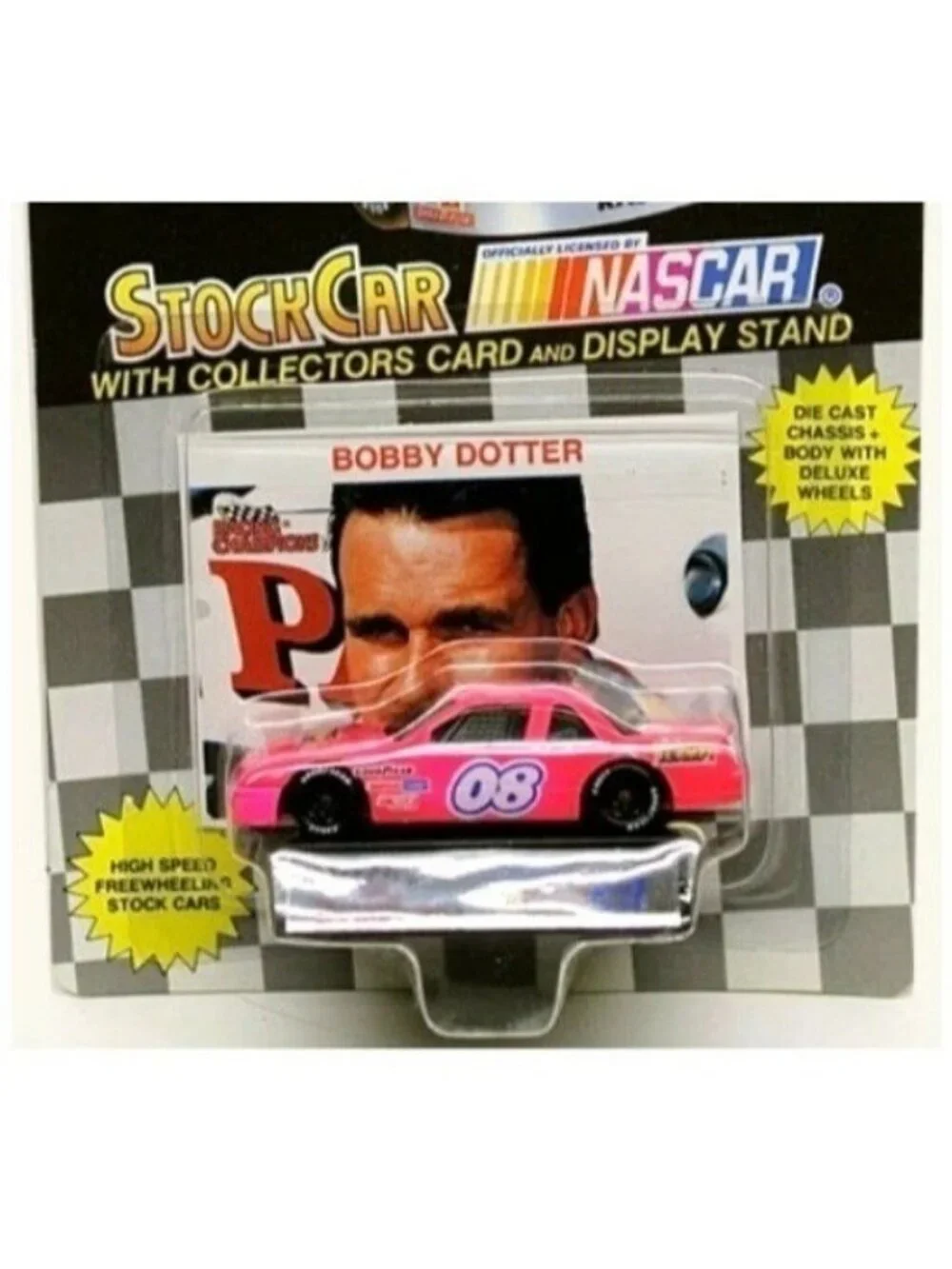 Vintage Die Cast Racing Champions Bobby Dotter #08 Stock Car NASCAR  Card Stand